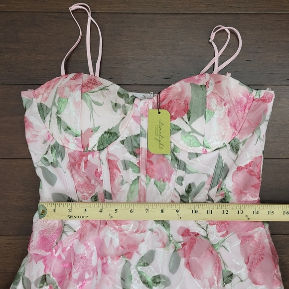 NEW Francesca's Lana Pink Floral Corset Maxi Dress Women's L Formal Prom Party - Picture 9 of 10